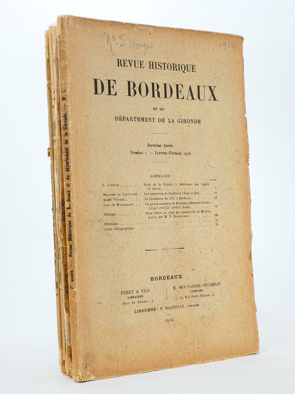 Revue historique de Bordeaux et du Département de la Gironde, …