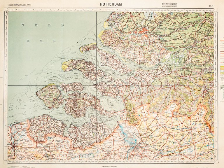 Rotterdam. Bl. 4 Chromo-Typografische Kaart van het Koninkrijk der Nederelanden …
