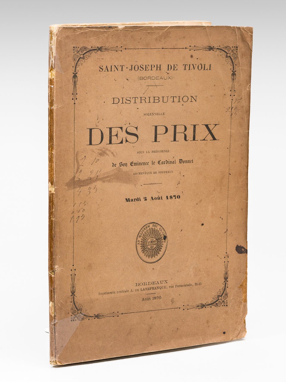 Saint-Joseph-de-Tivoli. Distribution solennelle des Prix sous la Présidence de son …