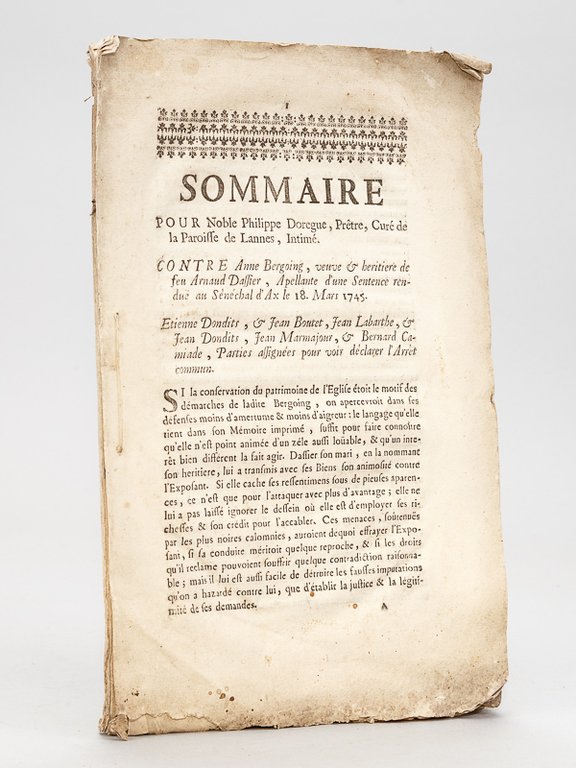 Sommaire pour Noble Philippe Doregue, Prêtre, Curé de la Paroisse …