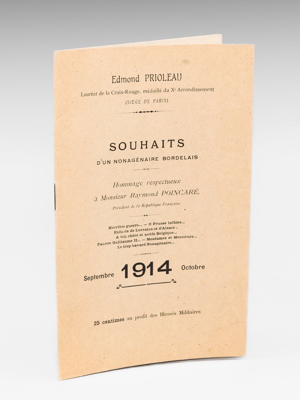 Souhaits d'un Nonagénaire Bordelais. Septembre Octobre 1914