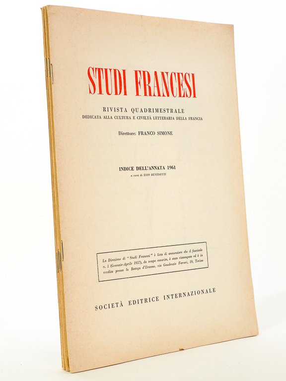 Studiti Francesi , rivista quadrimestrale dedicata alla cultura e civilta …