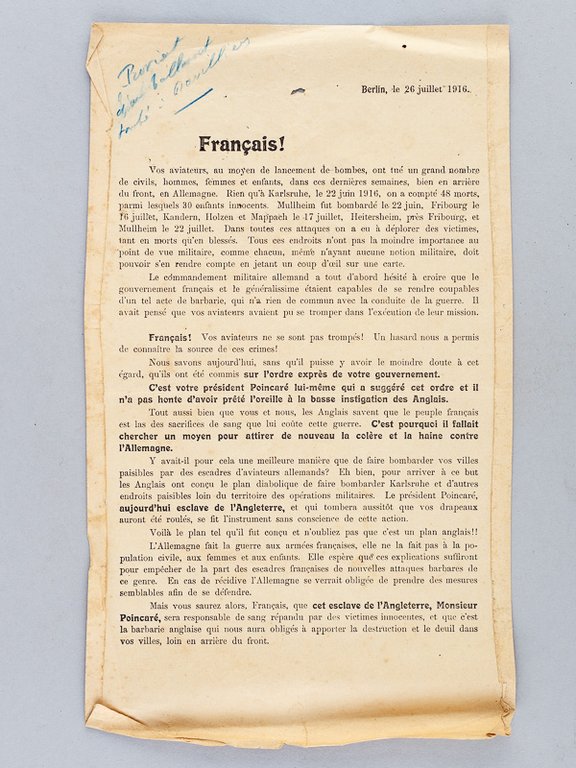 Tract allemand en français daté de Berlin, le 26 juillet … | Immagine Gallery 2