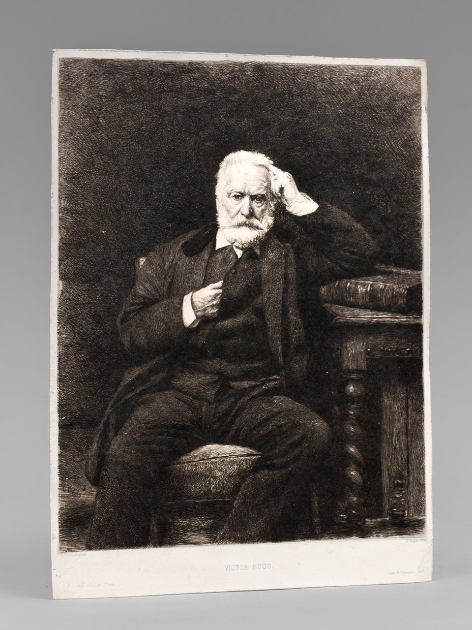 Victor Hugo [ Eau-forte sur papier de chine monté ]