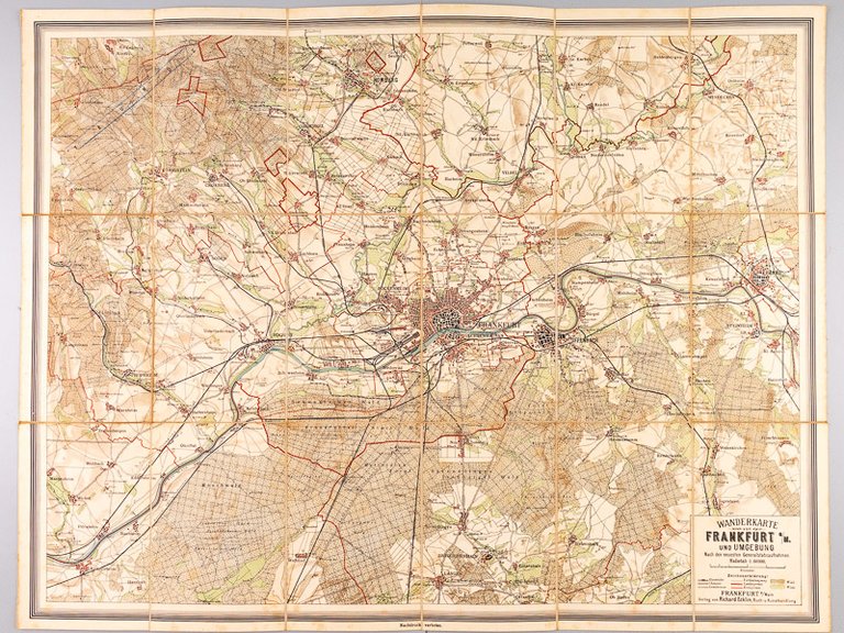 Wanderkarte von Frankfurt a/M. und Umgebung. Nach den neuesten Generalstabsaufnahmen. … | Immagine Gallery 2