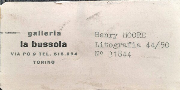 Henry Moore litografia originale 1950 tiratura 44/ 50 La Bussola …