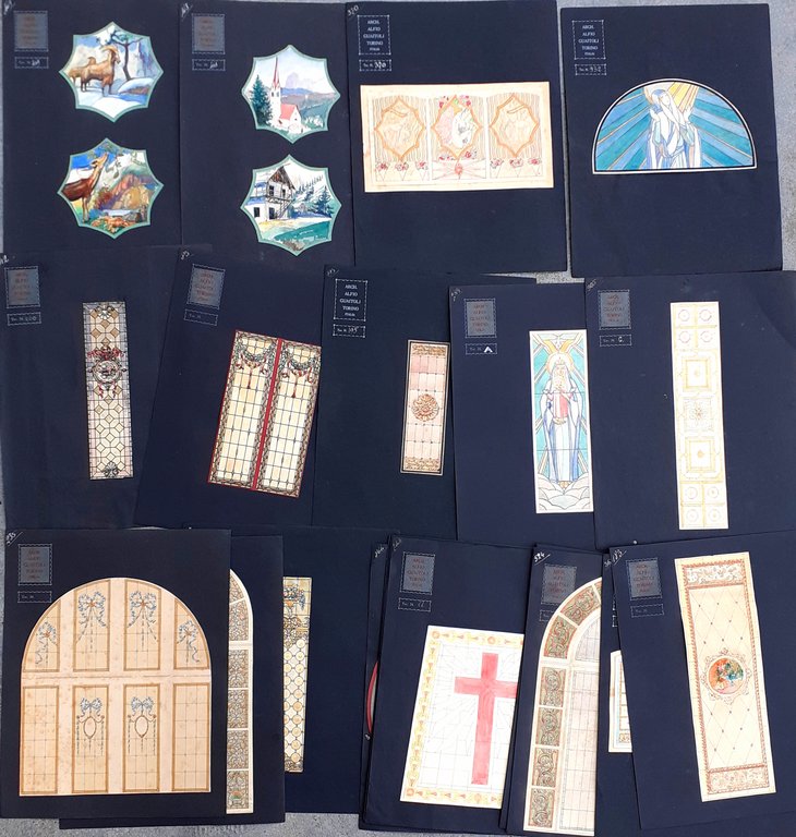 27 Disegni originali per vetrate Arch. Alfio Guaitoli anni '30