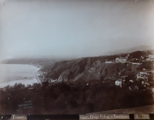 Albumina originale "paesaggio di Taormina" fotografo Giov. Crupi 1890 circa