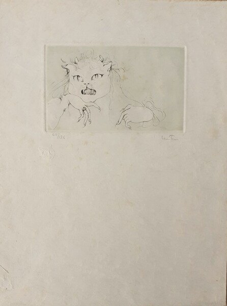 Leonor Fini incisione originale su carta Giappone "Le Toung -Sok …