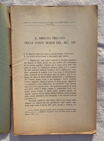 Il Diritto Privato nelle fonti senesi del sec. XIII (Estratto …