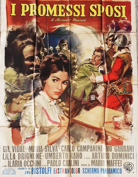 Grande manifesto "I Promessi sposi" Regia Mario Maffei 1964