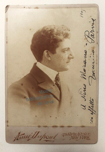 Albumina originale- Ritratto del baritono italiano Taurino Parvis dedica 1909