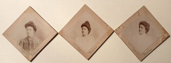 Tre albumine fotografo Giuseppe Paggiaro Torino 1880 circa