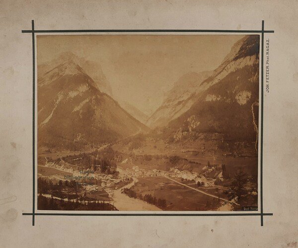 Ingrandimento Albumina paesaggio di Dorf Vattis Svizzera 1880