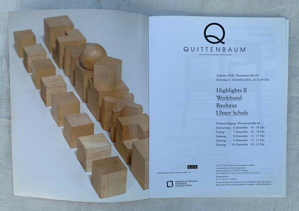 QUITTENBAUM Kunstauktionen München. Auktion 106B. Highlights II Werkbund – Bauhaus …