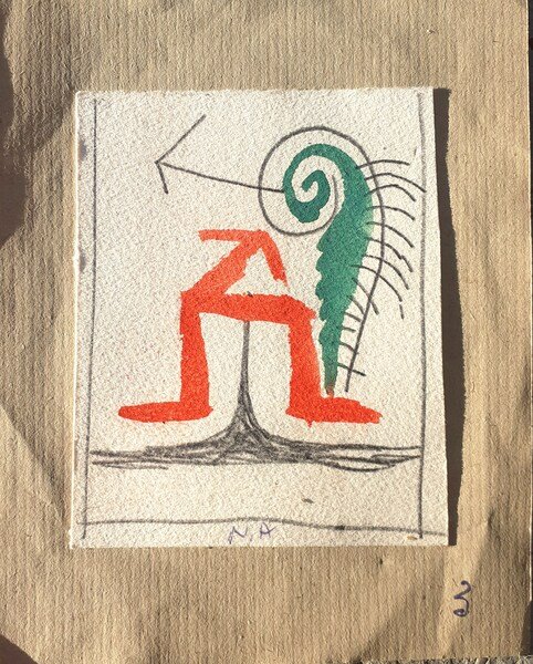 Disegno tecnica mista di Nino Aimone anni '70