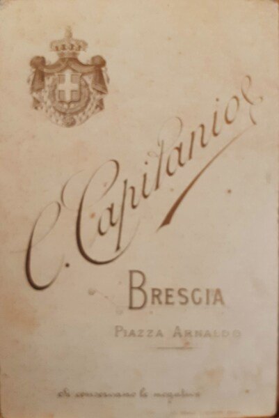 Albumina formato cabinet fotografo C. Capitanio Brescia 1890 circa