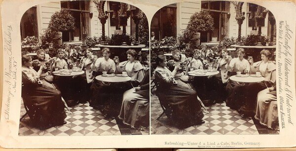 Stereo foto "Refreshingi Linden Cafè Berlin 1894