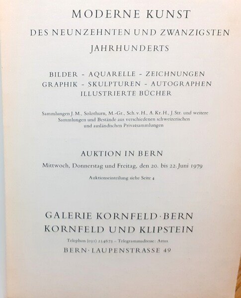 Modern Kunst auktion 169 in Bern 1979