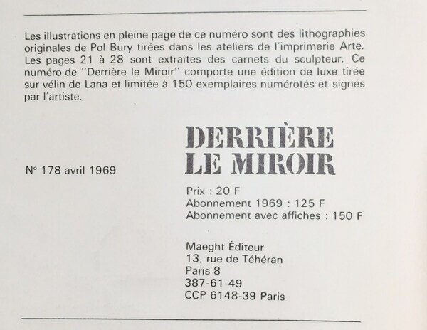 Litografia originale di Pol Bury estratta da Derrière Le Miroir …