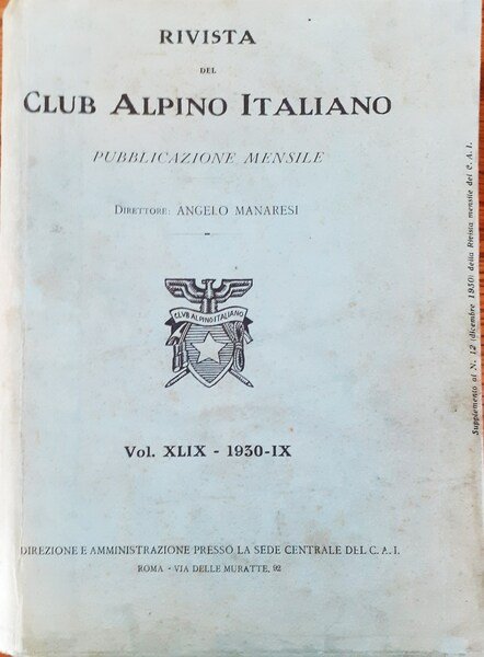 Rivista Club Alpino Italiano annata completa rilegata 1930