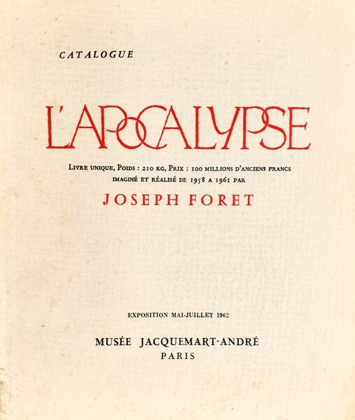 L'apocalypse livre unique - Catalogue Paris 1961