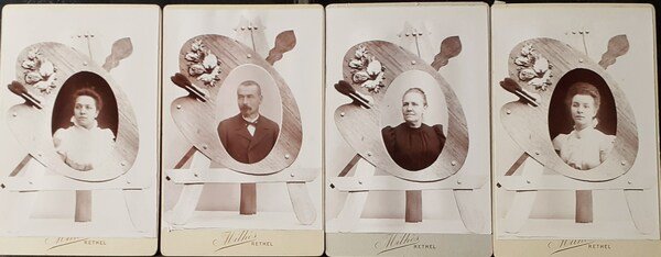 4 fotografie formato Cabinet Milhès Rethel 1900 circa