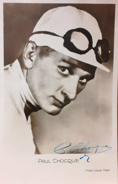 Ciclista Olimpionico Paul Chocque foto autografata anni '30