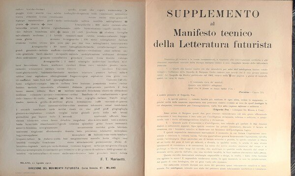 Supplemento al Manifesto tecnico della Letteratura futurista 1912