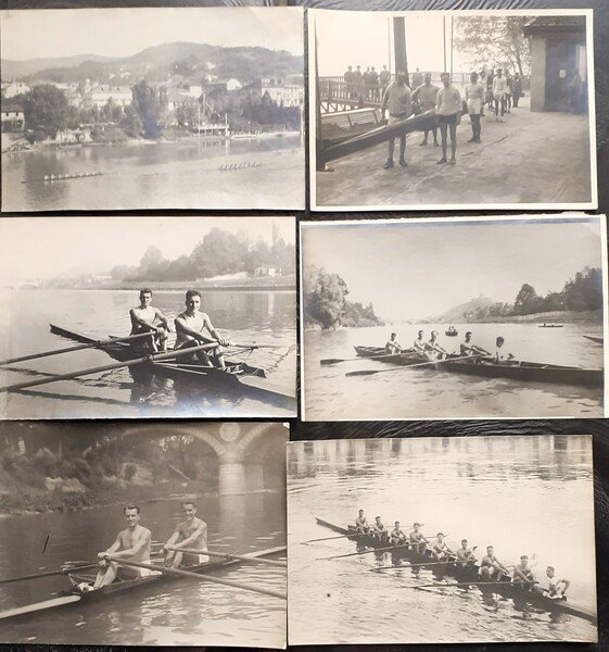 Sei fotografie originali Canottaggio Torinese 1925 circa