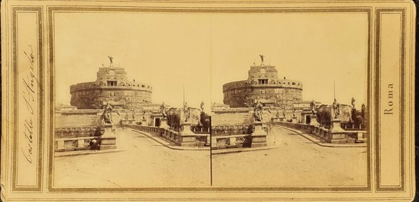 Stereo foto albumina - Roma Castello S.Angelo - 1890 circa