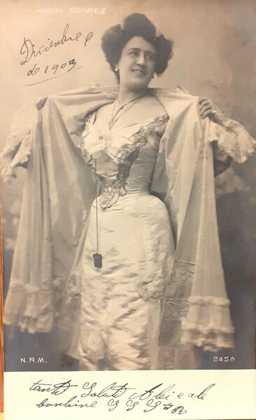 Cartolina originale cantante lirica Amelia Soarez 1903