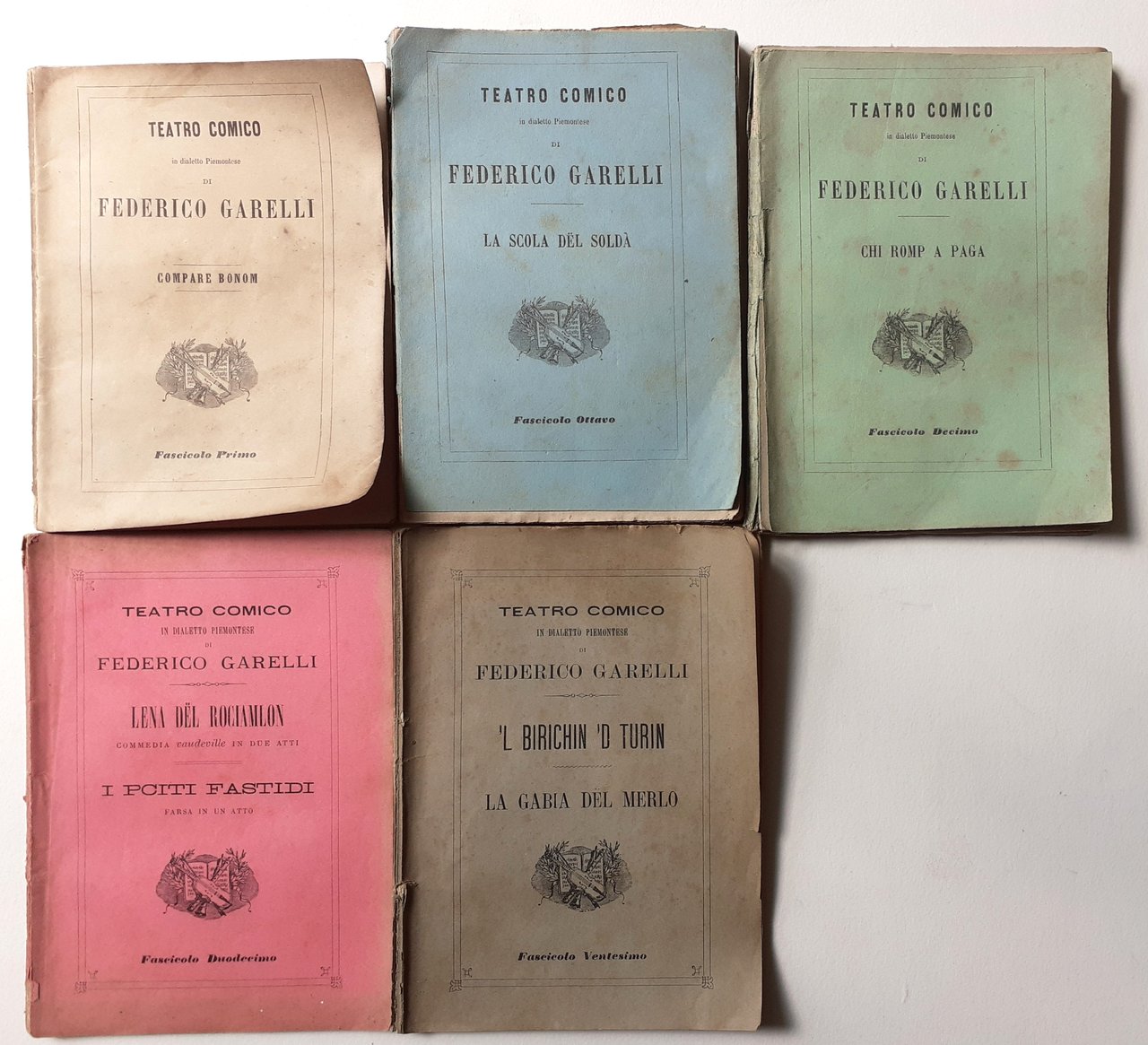 5 libretti Teatro comico in dialetto piemontese di F. Garelli …