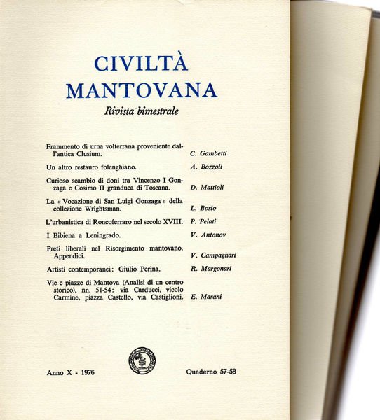 Civiltà Mantovana rivista bimestrale quaderno dal 57 al 70