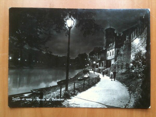 Cartolina metà '900 Torino di notte Parco del Valentino - …