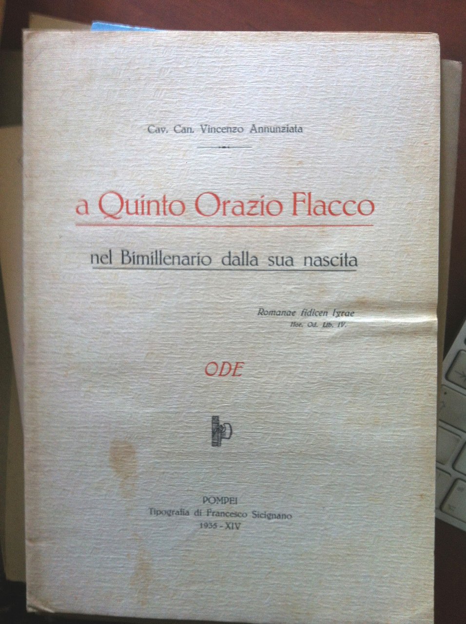 a Quinto Orazio Flacco nel bimillenario della sua nascita ODE …