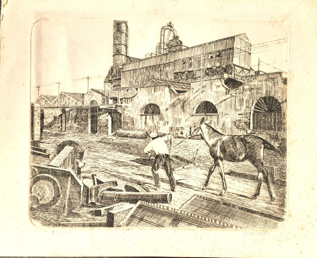 Acquaforte originale di Salvatore Cottone incisore ed illustratore Palermitano