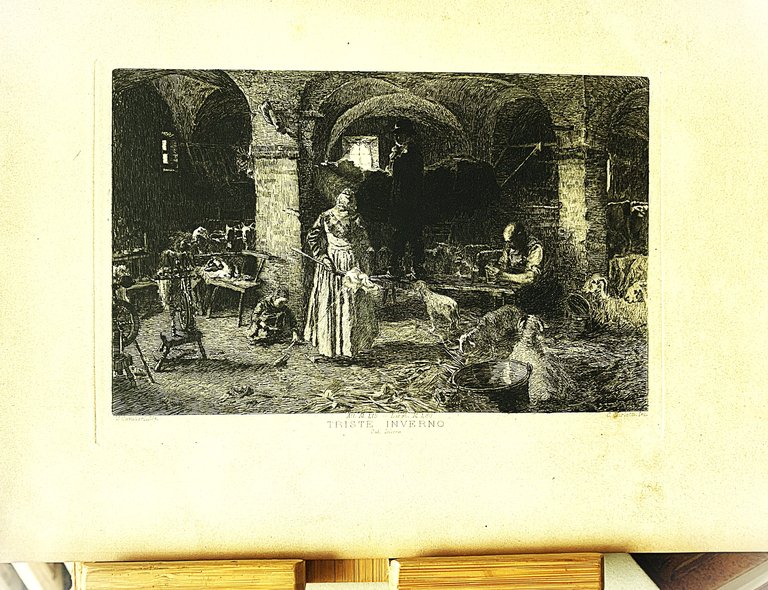 Acquaforte originale Triste inverno Turletti 1889