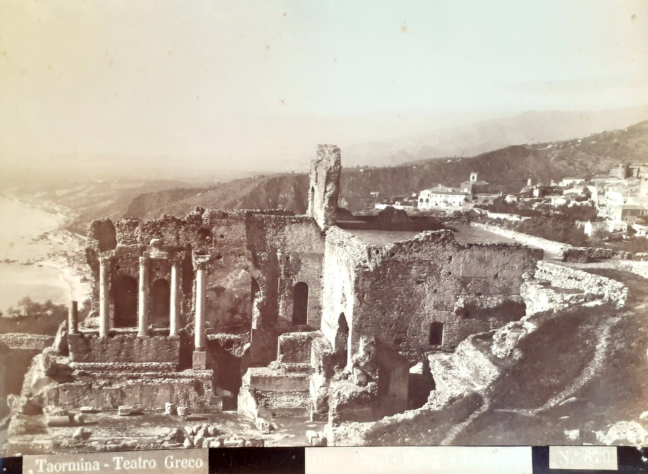 Albumina originale Taormina Teatro Greco Fotografo giovanni Crupi 1880 ca