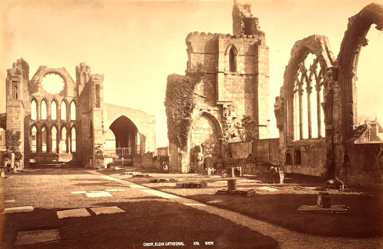 Albumina storica originale Choir, Elgin Cathedral photo G.W.W. 1880 ca