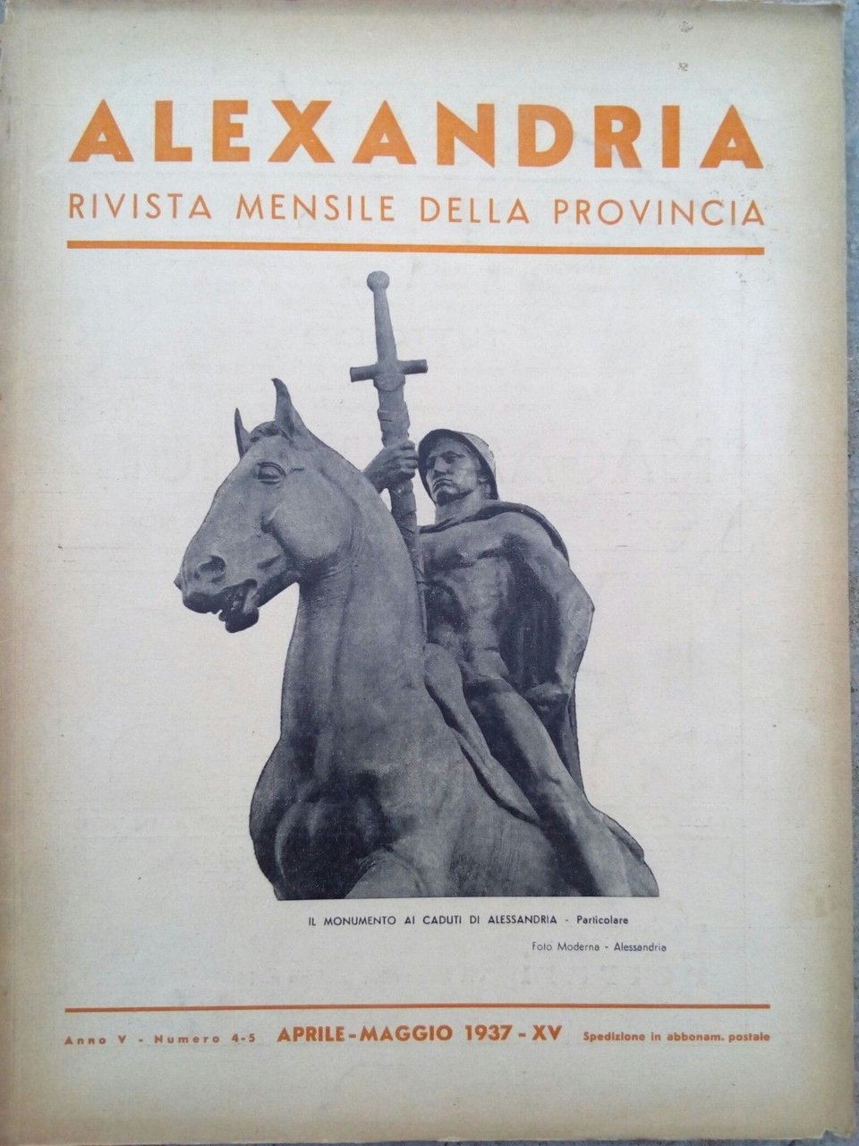 ALEXANDRIA rivista aprile-maggio 1937