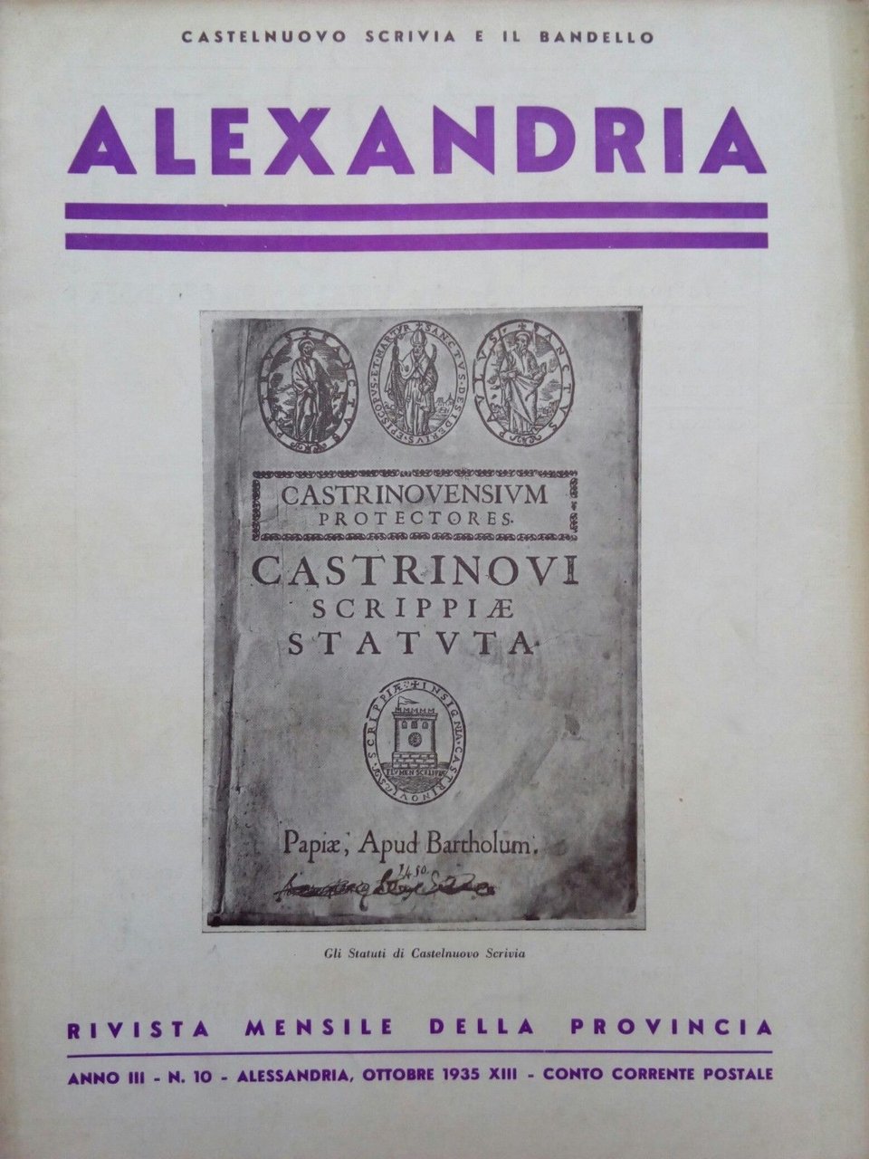 ALEXANDRIA rivista ottobre 1935
