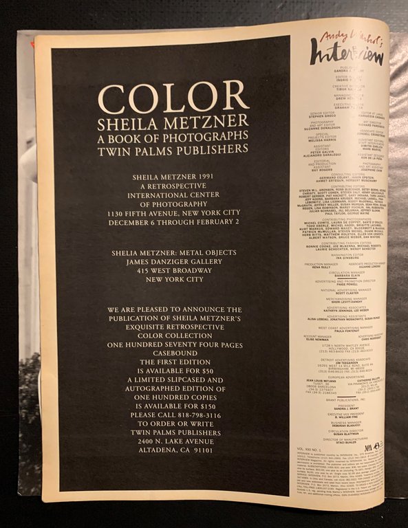 Andy Warhol's Interview january 1992 Vol. XXII No. 1 Make …