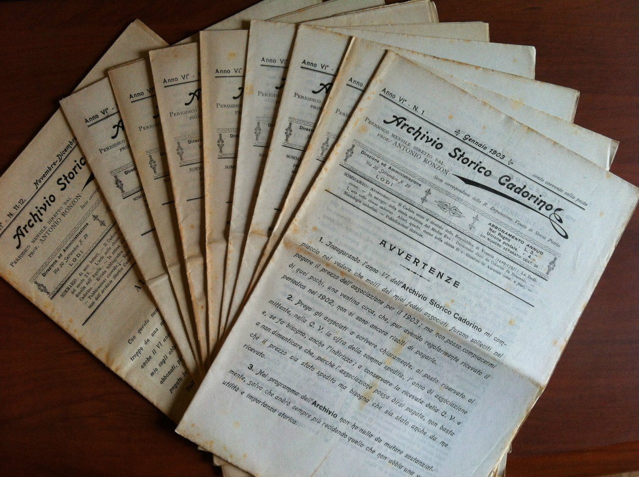 Annata completa Archivio Storico Cadorino Anno VI 1903 - E9795