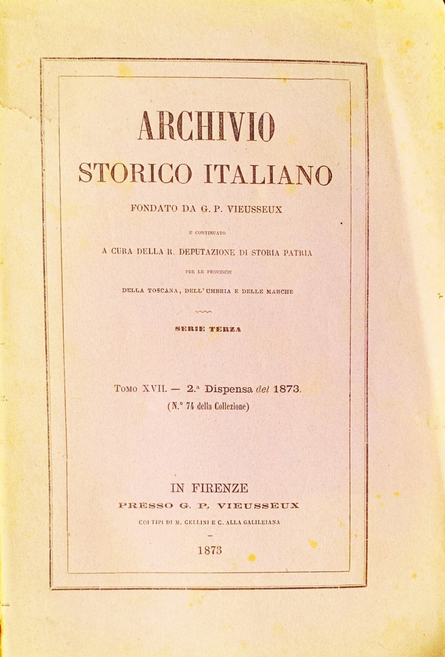 Archivio Storico Italiano (Serie Terza, Tomo XVII - 2.ª Dispensa … | Immagine principale