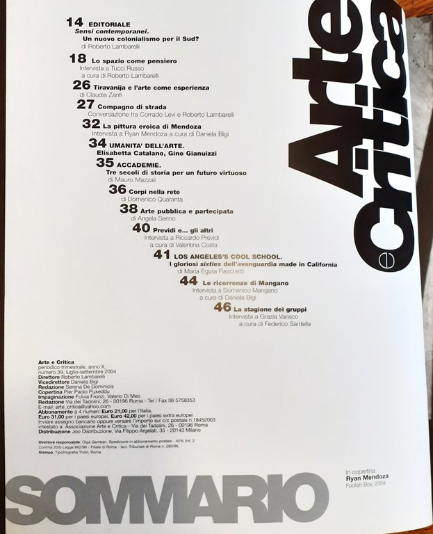 Arte e Critica rivista n^ 38 Luglio-settembre 2004 | Immagine Gallery 2