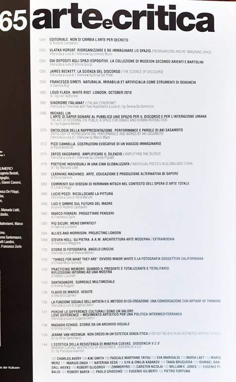 Arte e Critica rivista N^ 65 dicembre/febbrraio 2010/11 | Immagine Gallery 2
