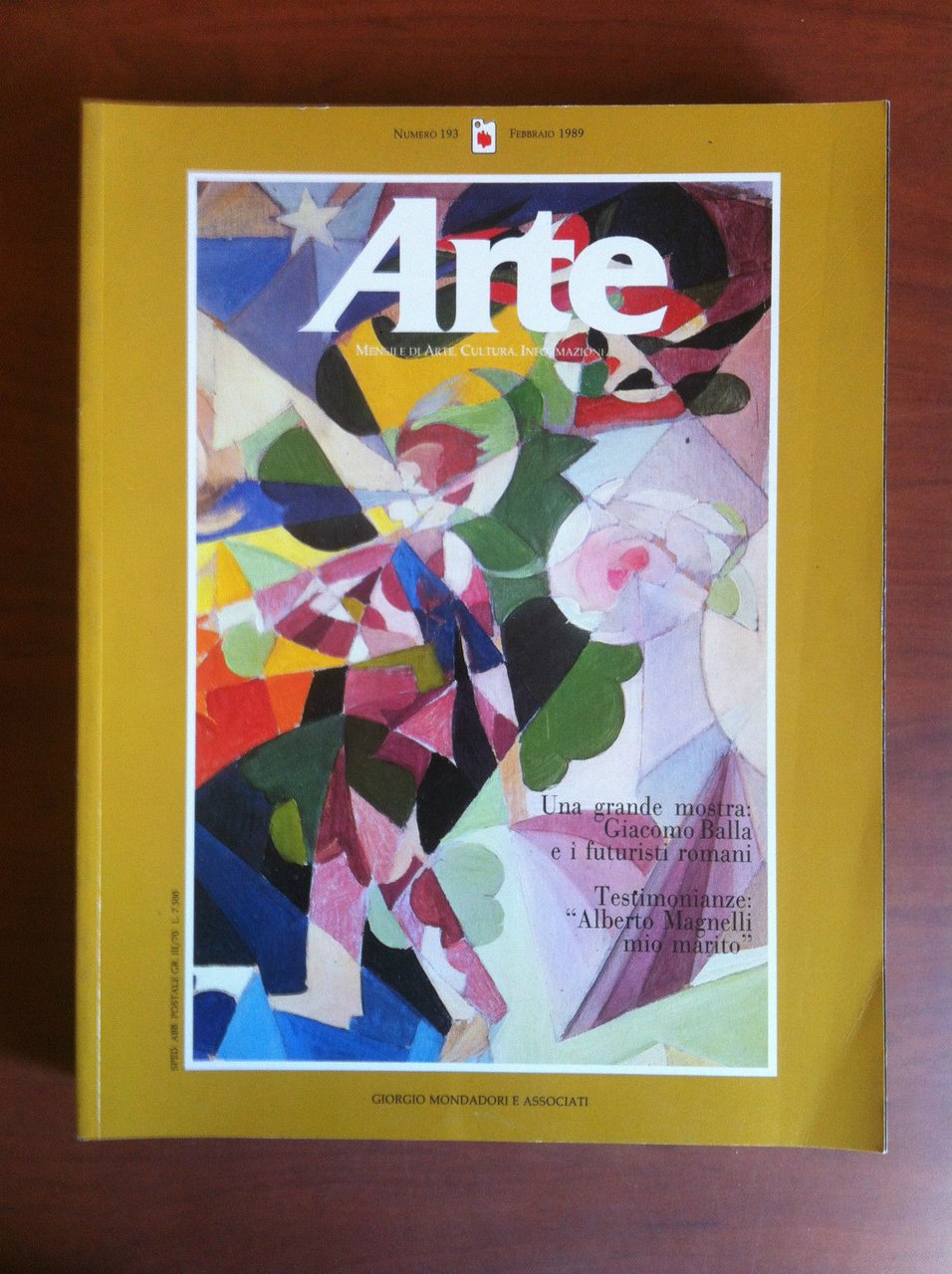 ARTE n^ 193 Febbraio 1989 Cover: Giacomo Balla - E18369