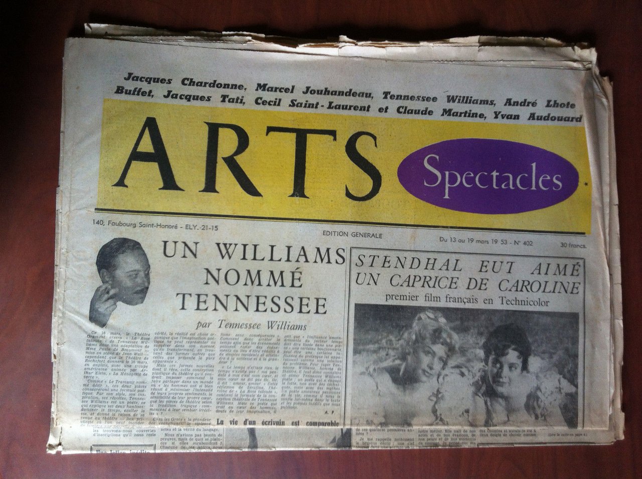 ARTS Beaux-Arts Litterature Spectacles 13 mars 1953 n^ 402 Paris …