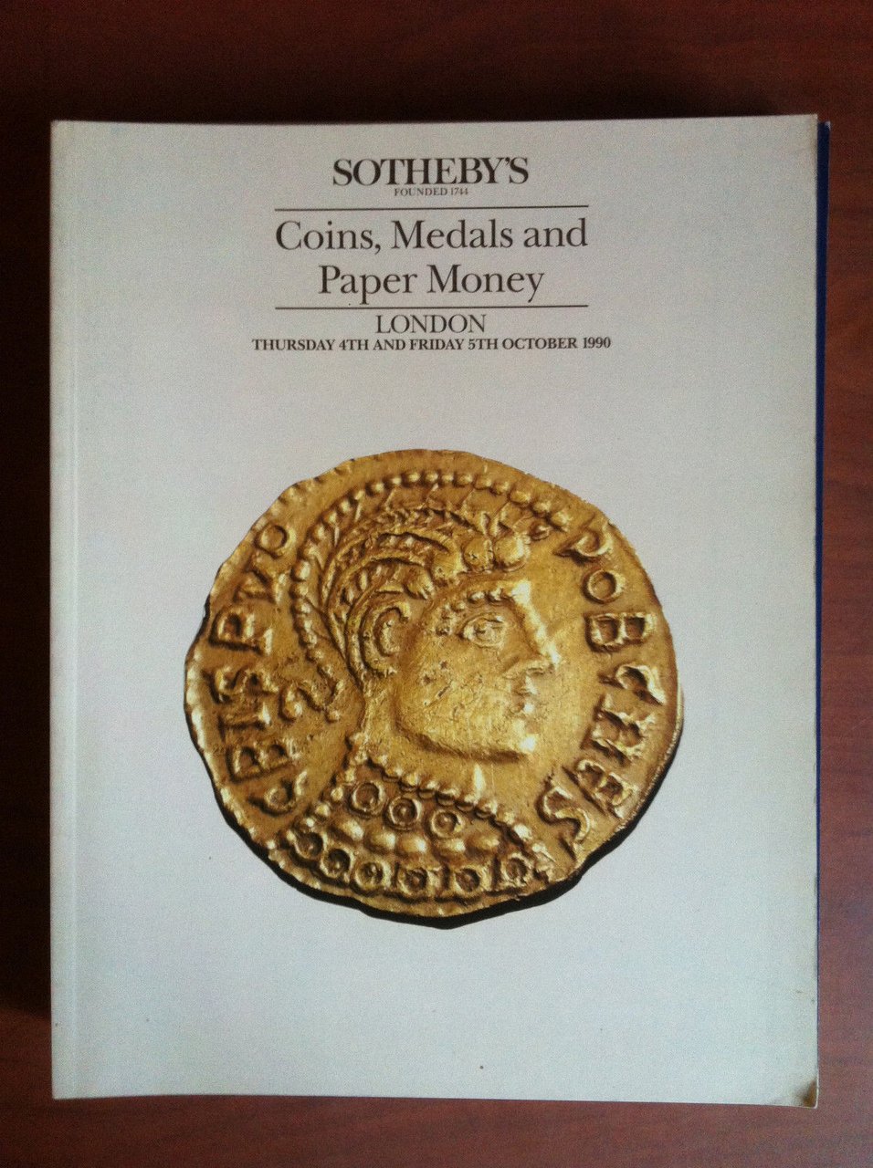 Auction catalogue Sotheby's Coins Medals Paper Money London 1990 - …